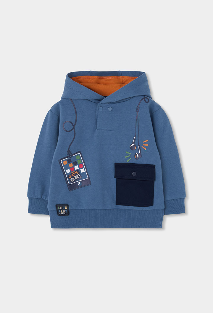 Fleece with hood sweatshirt for boy -BCI