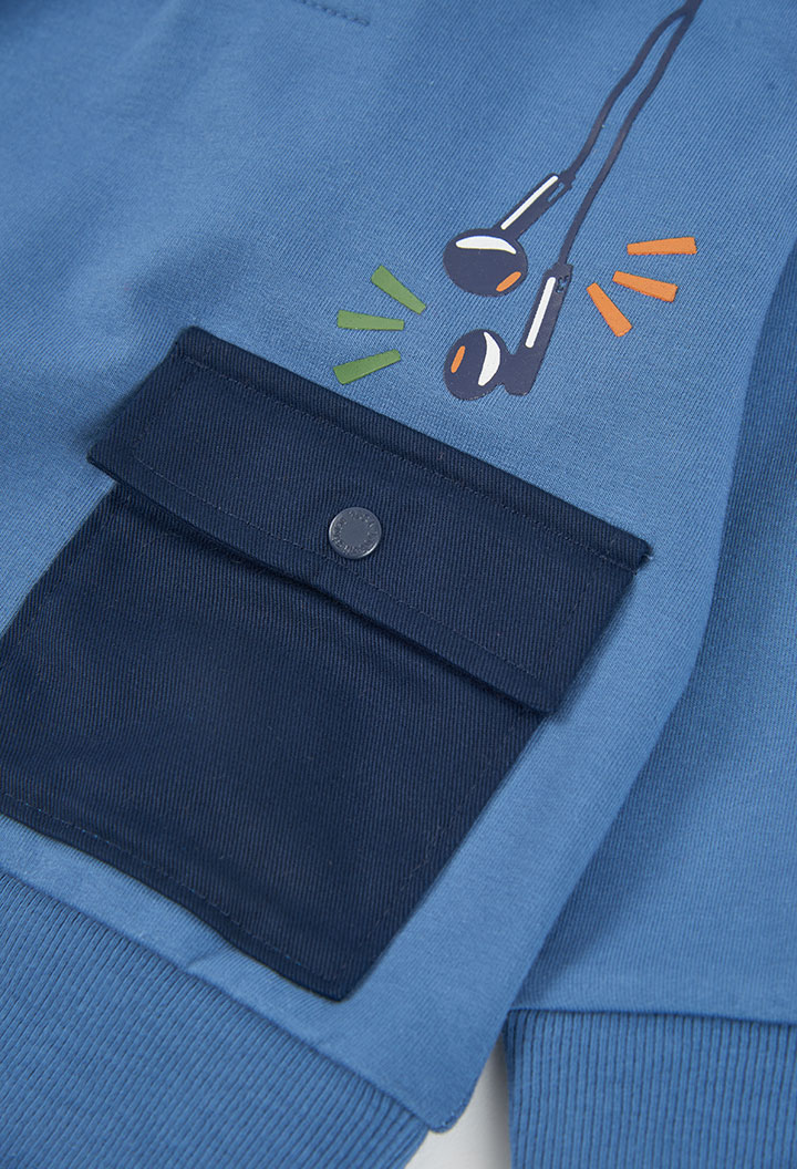 Fleece with hood sweatshirt for boy -BCI