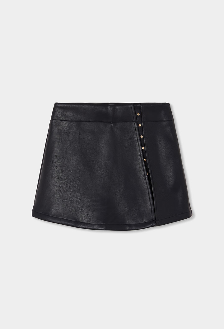 Synthetic leather skort for girl