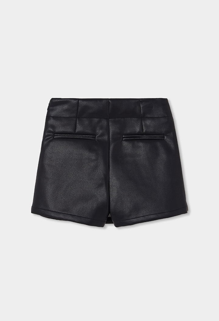Synthetic leather skort for girl