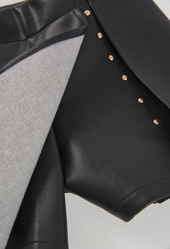 Synthetic leather skort for girl